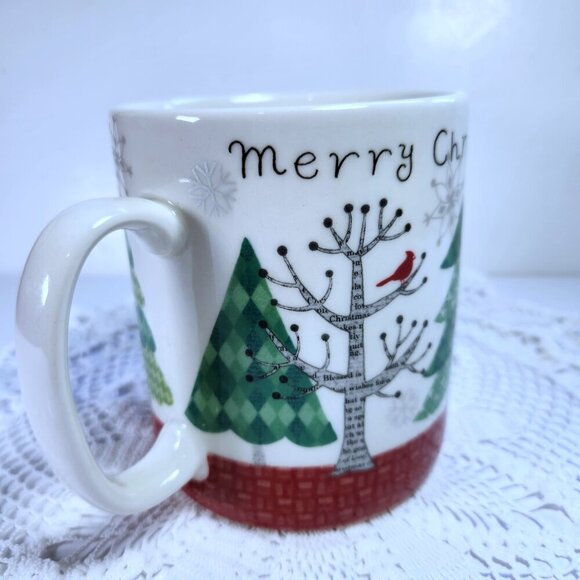 222 Fifth Coffee Mug Cup Merry Trees Oversized 30 oz Christmas Mug Trees Deer - Picture 3 of 7